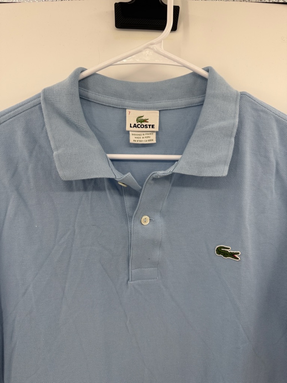Lacoste Men's Short Sleeve Cotton Pique Polo Shirt - Light Blue - 7 or US XXL